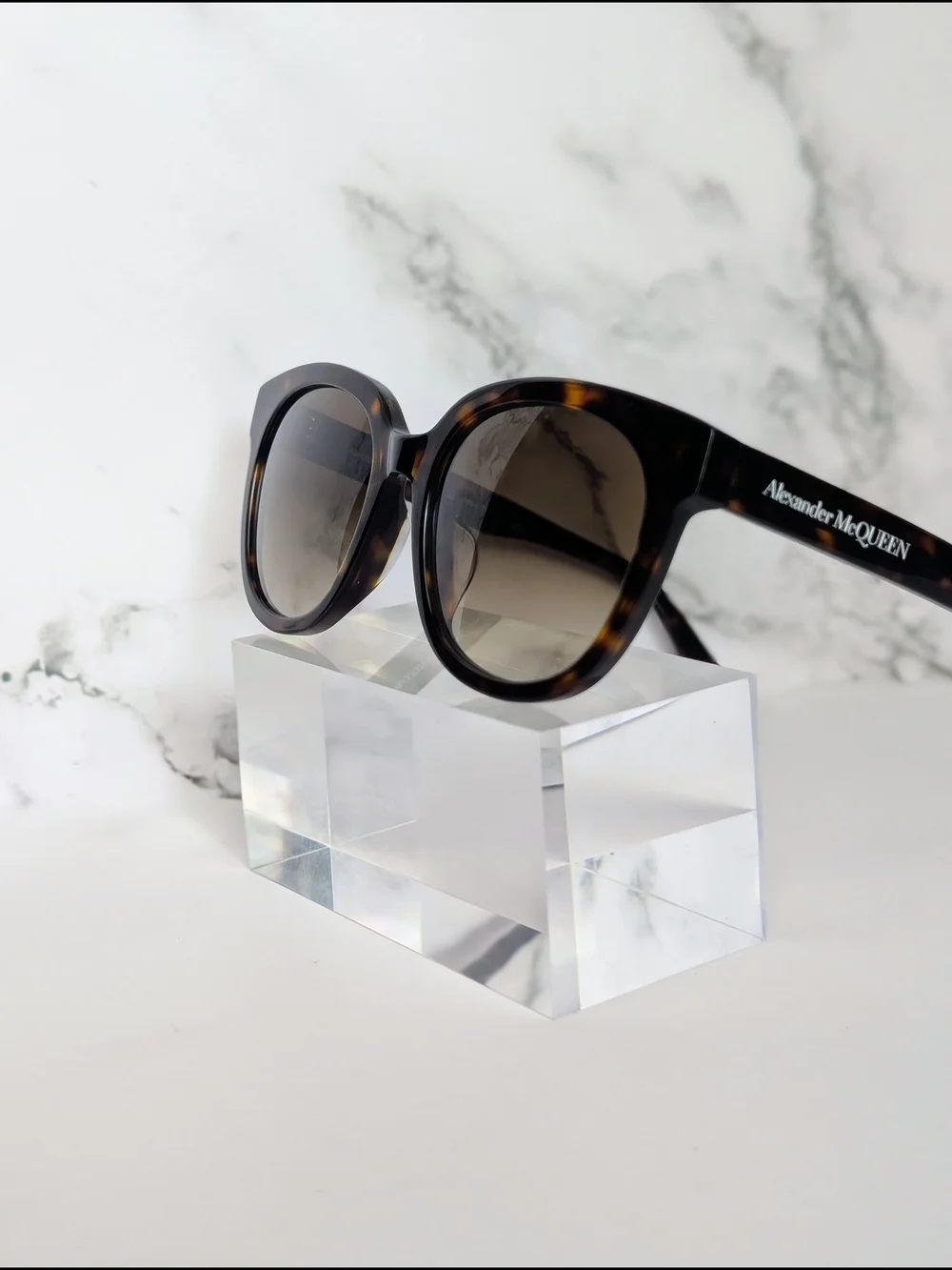 Alexander McQueen AM0304SK Havana Tortoise Gradient Sunglasses NWT Made In Italy